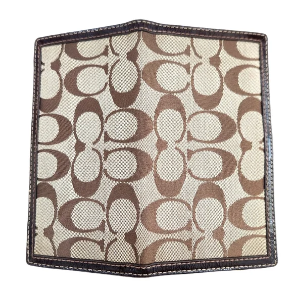 VINTAGE COACH Signature CHECKBOOK COVER, BROWN/TAN, Womens - Picture 3 of 7